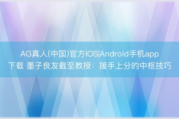 AG真人(中国)官方IOS|Android手机app下载 墨子良友截至教授：援手上分的中枢技巧