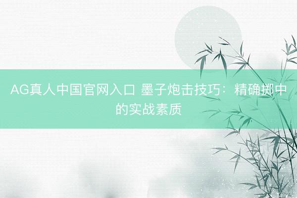 AG真人中国官网入口 墨子炮击技巧：精确掷中的实战素质