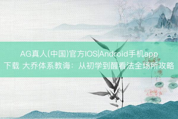 AG真人(中国)官方IOS|Android手机app下载 大乔体系教诲：从初学到醒看法全场所攻略