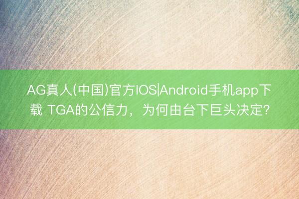AG真人(中国)官方IOS|Android手机app下载 TGA的公信力，为何由台下巨头决定？