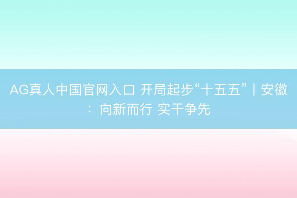 AG真人中国官网入口 开局起步“十五五”丨安徽:向新而行 实干争先