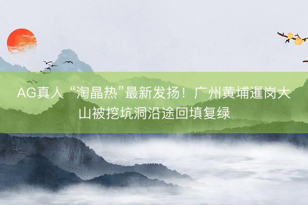 AG真人 “淘晶热”最新发扬!广州黄埔暹岗大山被挖坑洞沿途回填复绿