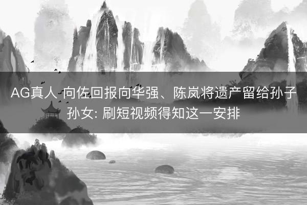AG真人 向佐回报向华强、陈岚将遗产留给孙子孙女: 刷短视频得知这一安排